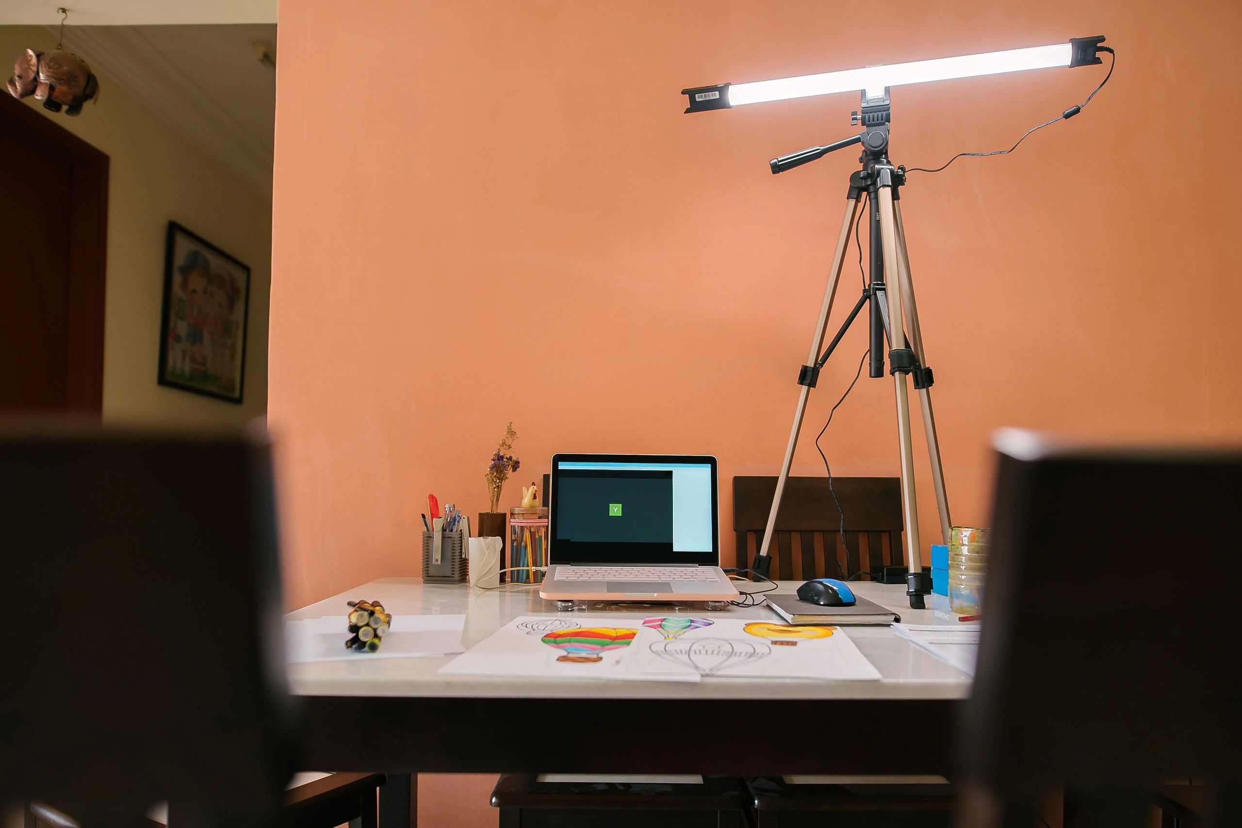 Modern workspace with laptop and devices