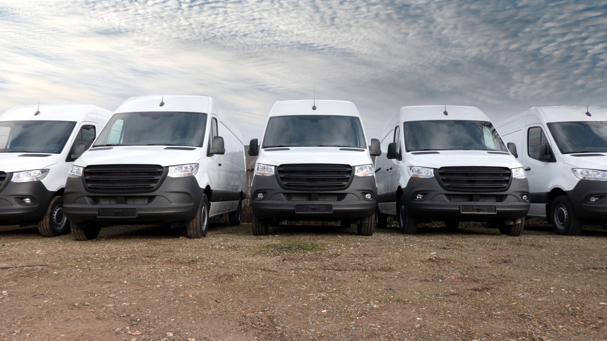 Delivery vans parked and ready for dispatch