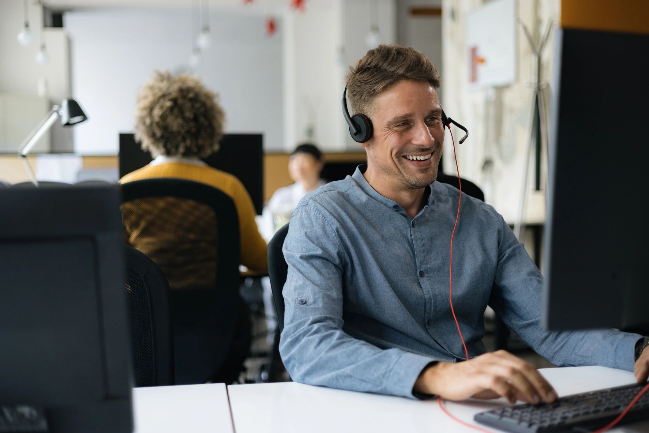 Customer service representative assisting a customer